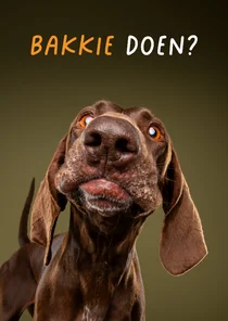 Grappige wenskaart met verzoek om een bakkie te doen