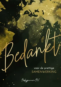 Groene kerstkaart met gouden wereldkaart