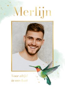 Herdenkingskaartje kolibrie vogel waterverf goud foto