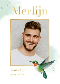 Herdenkingskaartje kolibrie vogel waterverf goud foto