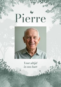 Herinneringskaart natuur bos waterverf afscheid uitnodiging