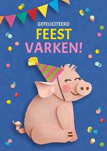 Hiep hiep hoera feestvarken