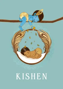 Hindoestaanse geboortekaartje Krishna en baby