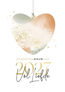 Hip nieuwjaarskaartje hartje kerstbal 2027 vol liefde