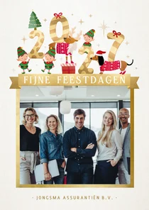Hippe en feestelijke zakelijke kerstkaart met leuke diertjes