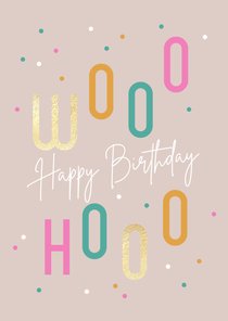 Hippe felicitatie verjaardagskaart confetti roze