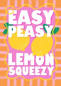 Hippe geslaagdkaart "Easy peasy lemon squeezy" met citroenen