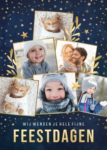 Hippe kerstkaart met fotocollage in kerstboom vorm