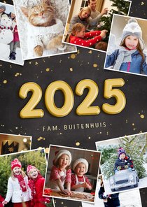 Hippe nieuwjaarskaart fotocollage met jaartal 2025