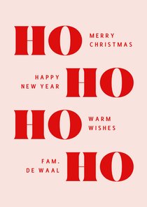 Hippe typografische kerstkaart HO HO HO