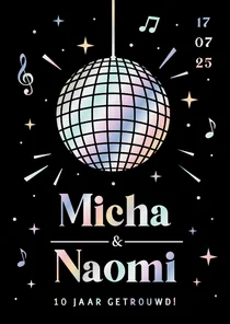 Hippe uitnodiging feestje huwelijks jubileum disco