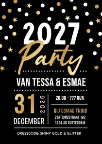 Hippe uitnodiging nieuwjaars party met foliedruk en confetti