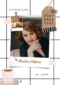 Hippe uitnodiging scrapbook look met foto's