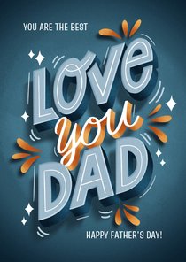 Hippe Vaderdag kaart Love you Dad typografie