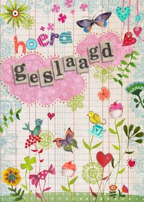 Hoera Geslaagd Bloemen vrolijk