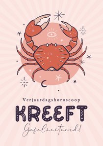 Horoscoop verjaardagskaart kreeft illustratie zodiac sign