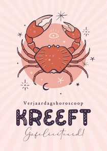 Horoscoop verjaardagskaart kreeft illustratie zodiac sign