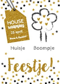 Housewarming huisje boompje feestje goud