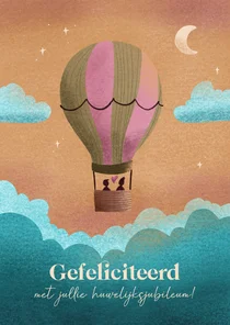 Huwelijksjubileum felicitatie met luchtballon en bijbeltekst