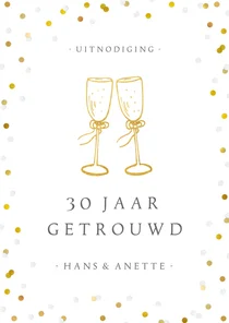 Huwelijksjubileum uitnodiging champagne glazen en confetti