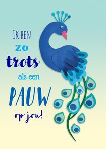 Ik ben zo trots als een pauw op jou