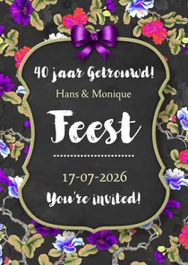 Jubileum feest bord en bloemen