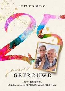 Jubileum feest uitnodiging 25 jaar getrouwd verf