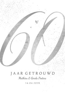 Jubileum uitnodiging 60 jaar klassiek diamant hartjes