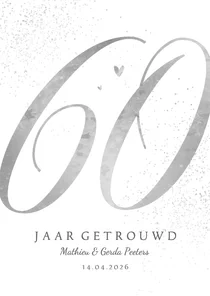 Jubileum uitnodiging 60 jaar klassiek diamant hartjes