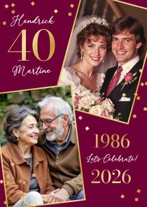 Jubileumfeest 40 jaar getrouwd trouwdag confetti goud