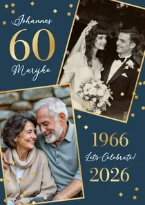 Jubileumfeest 60 jaar getrouwd trouwdag confetti goud
