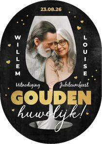 Jubileumfeest uitnodiging gouden huwelijk wijn foto