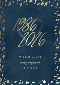 Jubileumkaart 40 jaartallen donkerblauw met terrazzo
