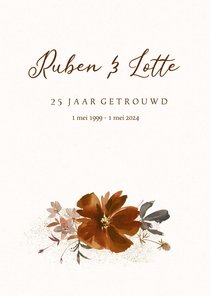 Jubileumkaart beige terra bloemen