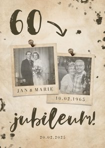 Jubileumkaart 'jubileum' vintage met getal en foto's