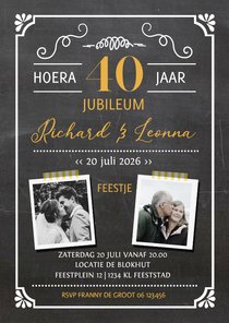 Jubileumkaart krijtbord geel