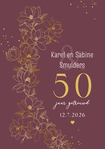 Jubileumkaart Magnolia's goud