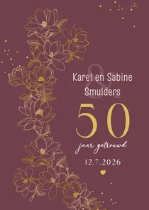 Jubileumkaart Magnolia's goud