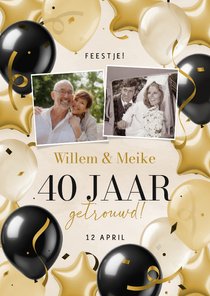 Jubileumkaart met feestelijke sterren en ballonnen