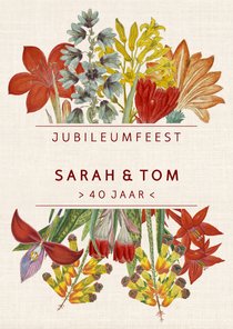 Jubileumkaart met kleurrijke vintage bloemen