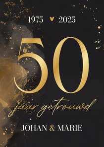 Jubileumkaart uitnodiging 50 jaar getrouwd goud waterverf