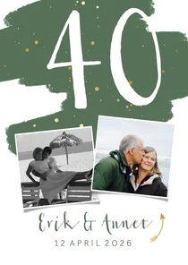 Jubileumkaart verflook en gouden spetters staand