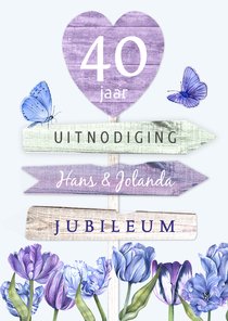 Jubileumkaart wegwijzer tulpen