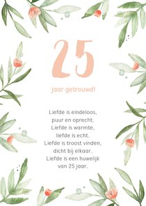 Kaart huwelijksjubileum bladeren