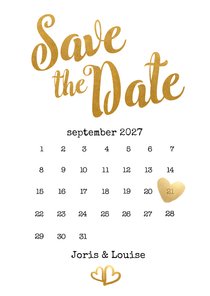 Kalender Save the Date goud - BK