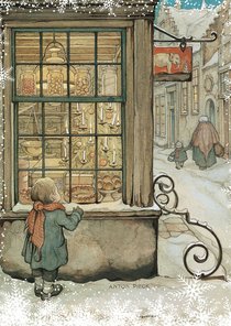 Kerkstkaart - Anton Pieck illustratie kindje voor etalage