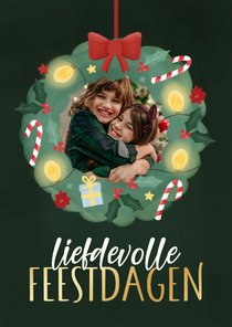 Kerst fotokaart liefdevolle feestdagen kerstkrans met foto