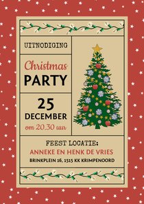 Kerst uitnodiging voor Christmas Party met kerstboom