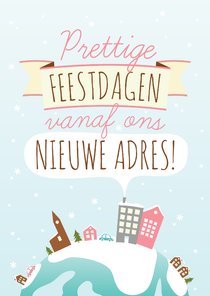 Kerst Verhuiskaart Illustratie Huisjes