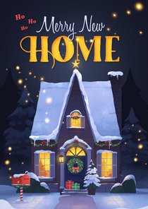 Kerst verhuiskaart nieuw huis new home illustratie winter